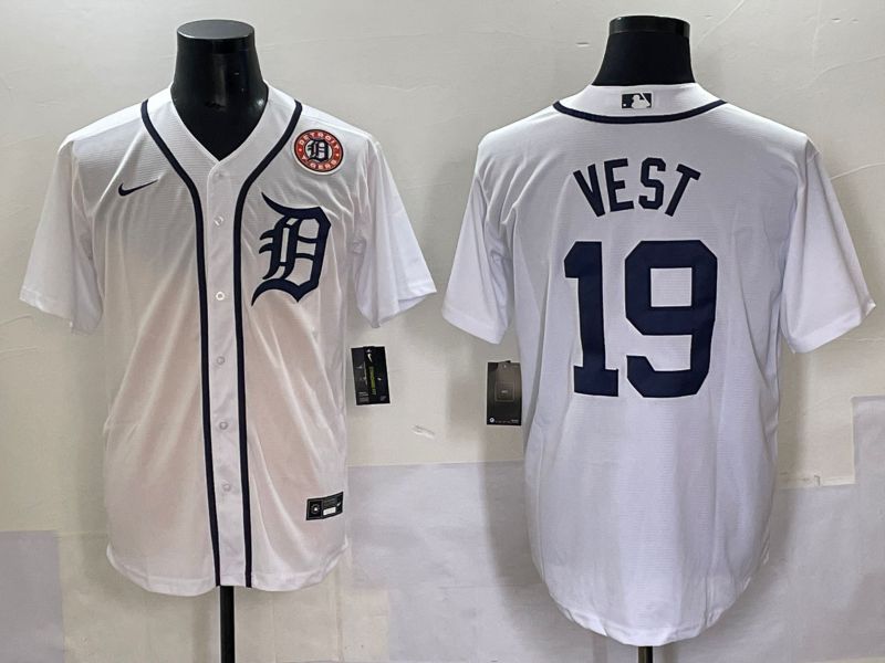 Men 2025 Detroit Tigers 19 Vest White Game Nike MLB Jersey style 8